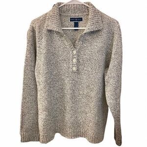 KAREN SCOTT Gray Pullover Sweater Collared Button Womens Large